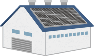 工場の屋根に置く太陽光発電設備イメージ